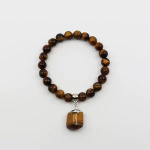 PULSEIRA DE OLHO DE TIGRE COM PINGENTE